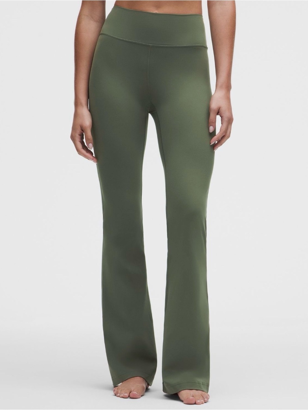 Lulu Lemon Groove Nulu High-Rise Flare leggings/ pants in olive green, size 6
